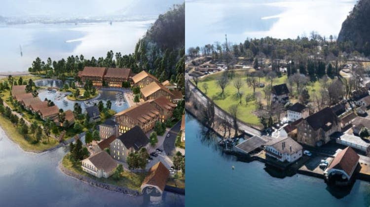 Hier plant Samih Sawiris sein Marina-Projekt mit Hafen, Restaurants,  Hotel und Appartements (links). Noch liegt das Gelände unberührt da (rechts). (Bild: PD)
