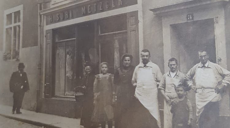 Historisches Bild von der Metzgerei Suri aus den 1940er-Jahren. Am selben Ort ist heute (noch) die Wälchli Metzg zu finden. (Zvg)