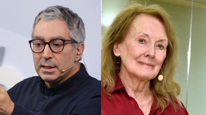 Die französischen Autoren Didier Eribon und Annie Ernaux geben für die Wahl keine klare Empfehlung ab. (Bilder: Keystone)