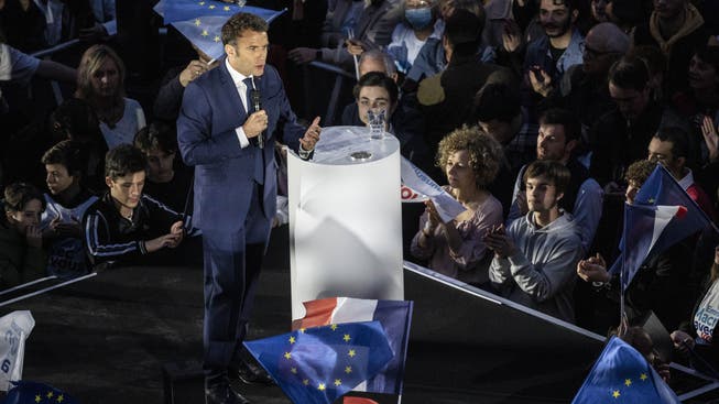 Macron am 12. April beim Wahlkampf in Strassburg.