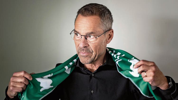 Grünweisses Herz: Matthias Hüppi, seit viereinhalb Jahren Präsident des FC St.Gallen. (Bild: Michel Canonica)
