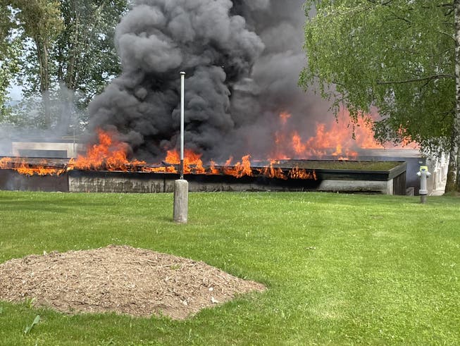 Zwei Hallen der Entsorgungsanlage in Dielsdorf haben am Donnerstag Feuer gefangen.