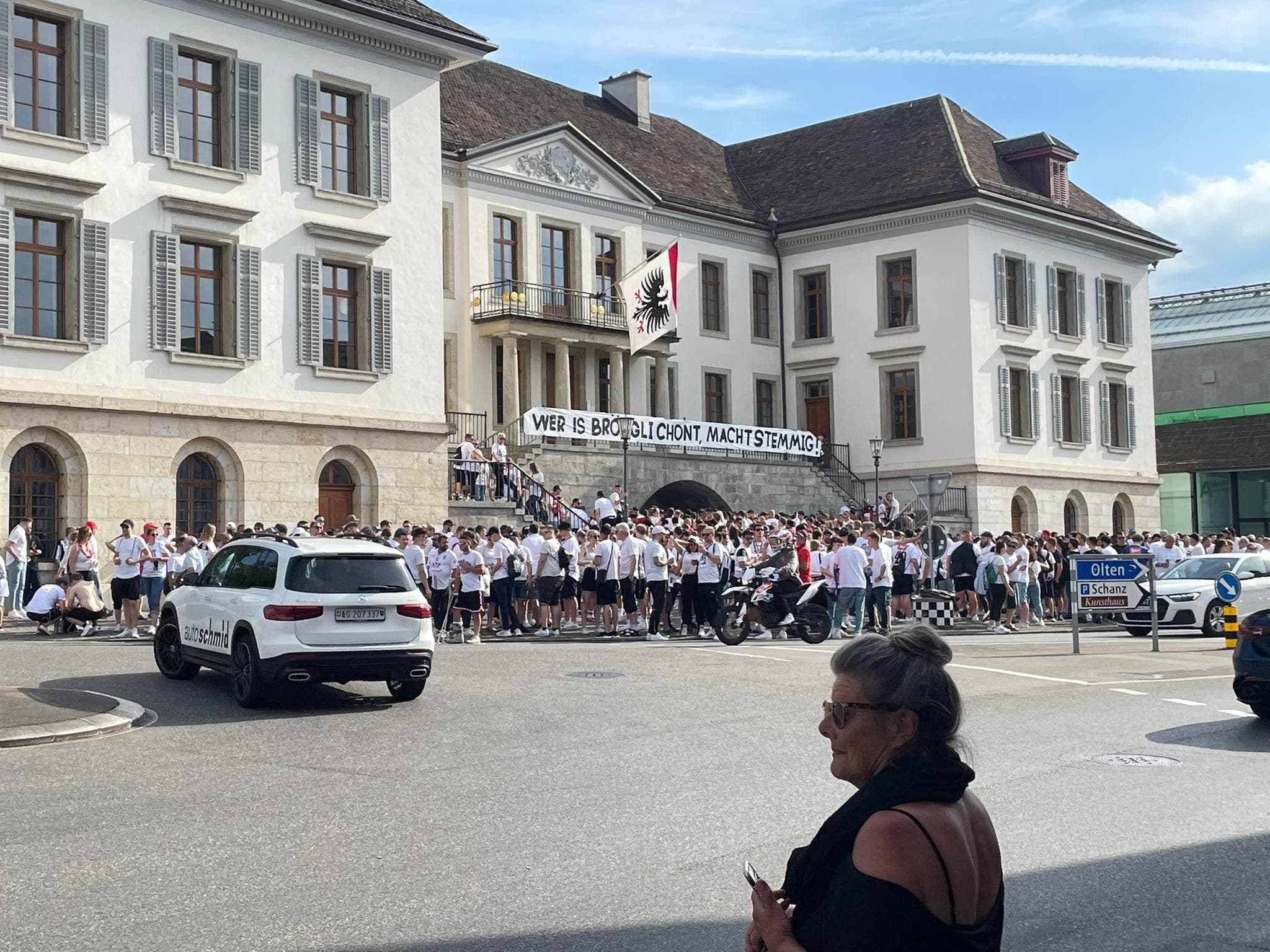 Die FCA-Fans auf dem Aargauerplatz vor dem Entscheidungsspiel gegen Vaduz.