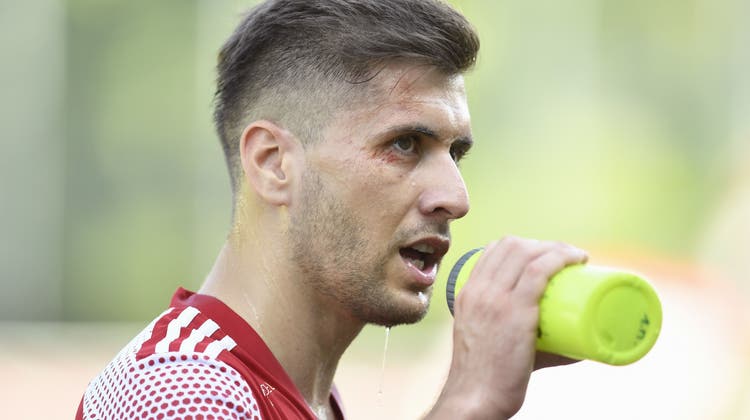 Schoss in der 90. Minute ein herrliches Tor: Dejan Jakovljevic vom FC Baden. (Alexander Wagner (14. August 2021))