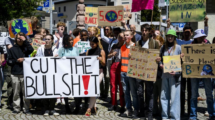 Klimastreik gegen das WEF. (Bild: Gian Ehrenzeller / Keystone (Davos, 26. Mai 2022))