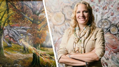Mit ihren Gemälden will sie Geschichten erzählen: Die Unterengstringer Designerin Ginny Litscher eröffnete nun eine Galerie in Oberengstringen, um ihre kreativen Kenntnisse weiterzugeben. (Valentin Hehli)