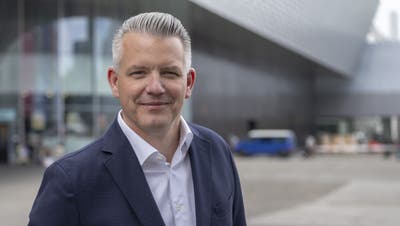 Florian Faber, der neu ernannte CEO (ab 1. Juli 2022) der MCH Group, an einem Medientreff in Basel, am Mittwoch, 8. Juni 2022. (Georgios Kefalas / KEYSTONE)