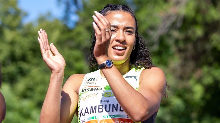 Ditaji Kambundji jubelt über das schnellste Rennen ihrer Karriere. (Pascal Muller/Freshfocus / freshfocus / Pascal Muller/)
