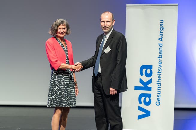 Edith Saner, Präsidentin Gesundheitsverband Vaka und Michael Ganz, Präsident Spitex Verband Aargau - die beiden Verbände fusionieren.