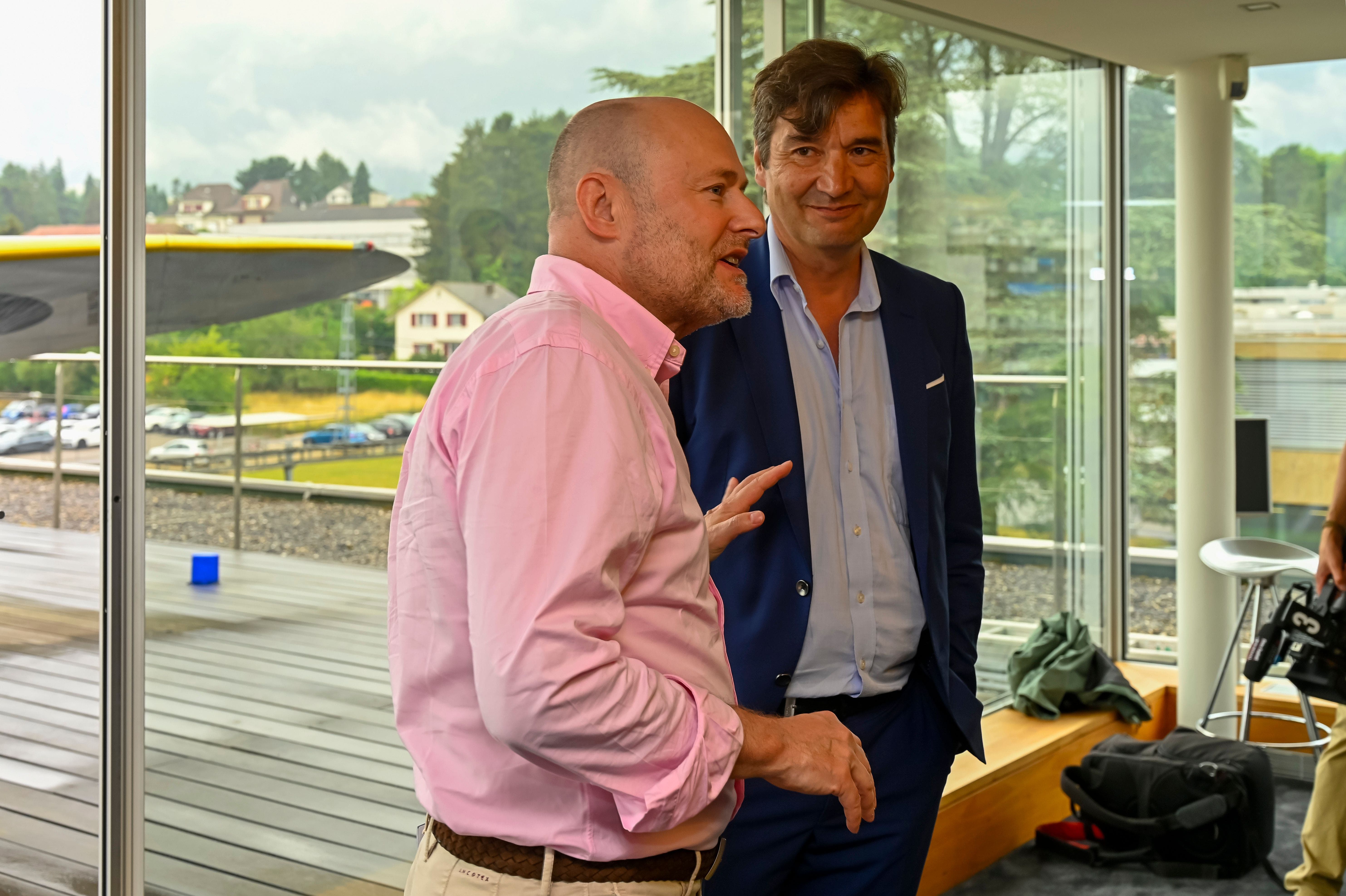 Stadtpräsident François Scheidegger und Breitling-CEO Georges Kern.