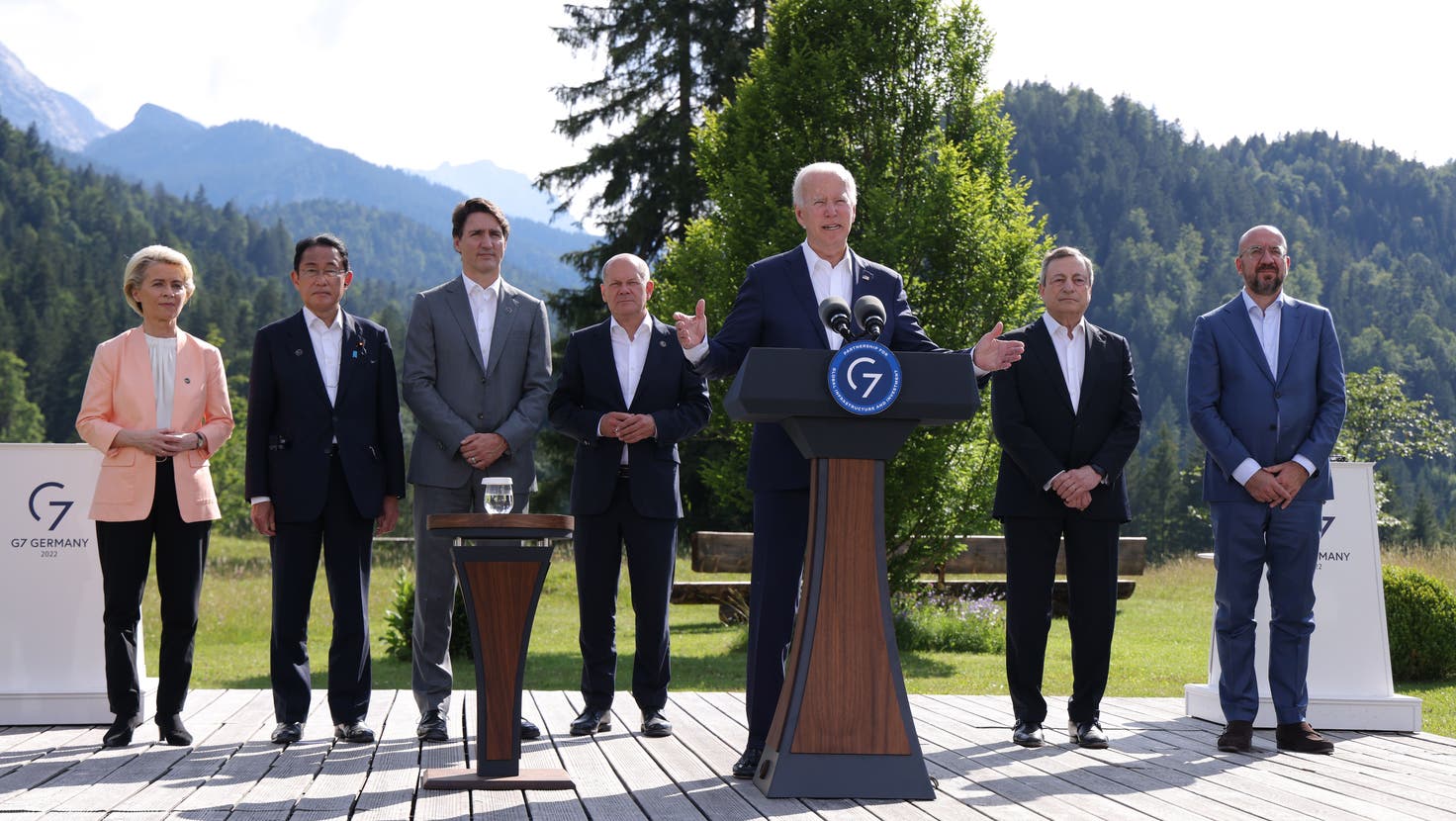 Joe Biden spricht an einer Pressekonferenz beim Gipfel der G7-Staaten. (Bild: Sean Gallup / Pool / EPA / Keystone)