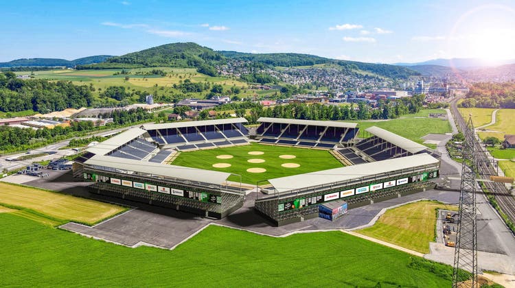 So soll die Arena für das ESAF 2022 in Pratteln aussehen. Bauen wird sie die Thurgauer Firma Nüssli. (Visualisierung: PD)