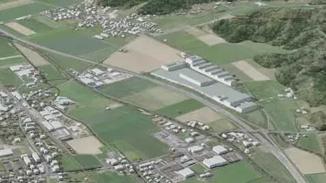 So könnte das Kompetenzzentrum für Dämmstoffe im Reider Ortsteil Mehlsecken (rechts der Bildmitte) dereinst aussehen. (Visualisierung: Kanton Luzern)