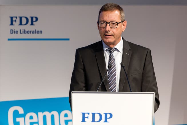 Josef Dittli, Ständerat FDP Uri, spricht an der Delegiertenversammlung der FDP Schweiz.