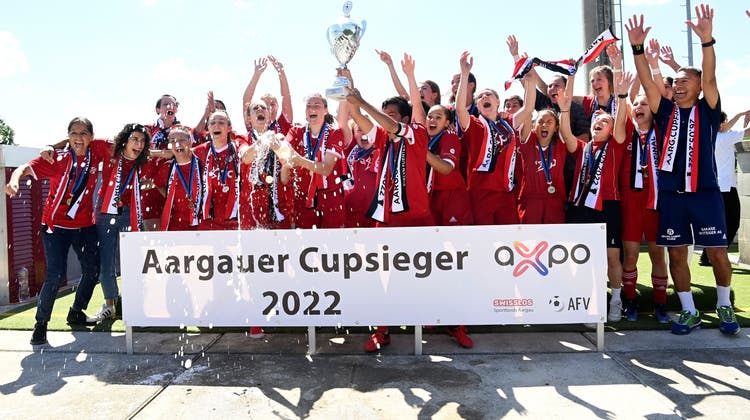 An Auffahrt feierten die Badener Frauen im Stadion Esp den Cupsieg, damit wollen sie sich aber nicht zufrieden geben. (Alexander Wagner (26. Mai, 2022))