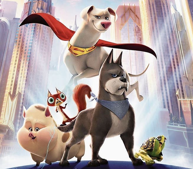 Die Helden in «DC League Of Super-Pets» mit Krypto (oben).