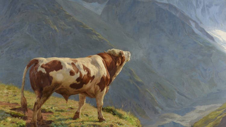 Eugène Burnand (Moudon, 1850 - Paris, 1921)« Taureau dans les Alpes», 1884, Huile sur toile, 200 x 270 cm. (Musée Cantonal Des Beaux-Arts De Lausanne)