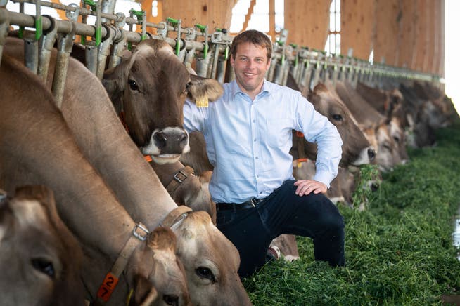 Präsident der IG Neue Schweizer Kuh: Biolandwirt Andreas Elliker in seinem Stall. 