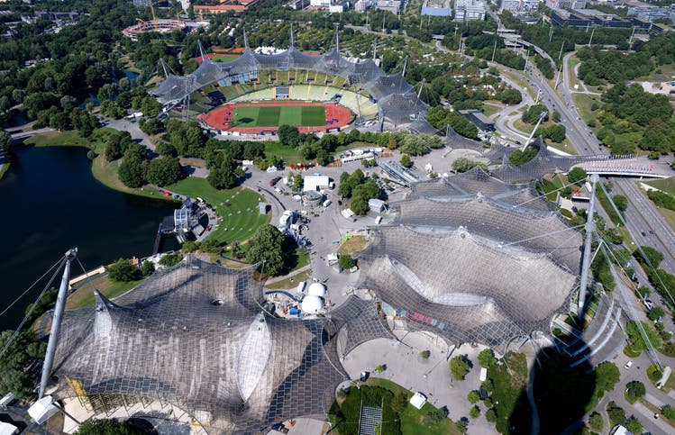 Der Mittelpunkt der European Games: Der Olympiapark mit dem Olympiastadion in München. 
