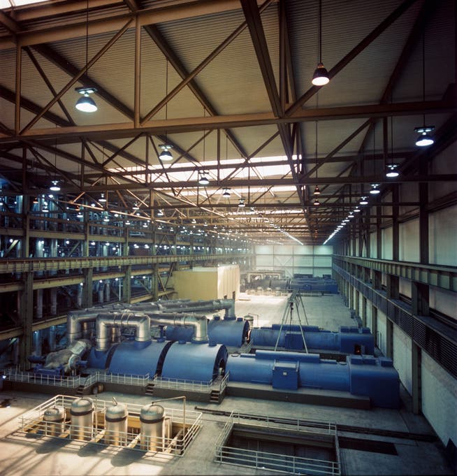 Das Cumberland-Kraftwerk mit Badener Turbinen (blau).