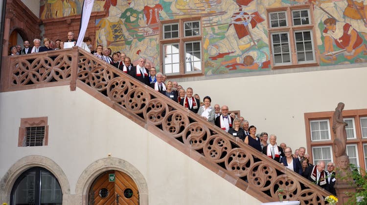 Die Mitglieder der Fricktaler Odd Fellows kamen in Rheinfelden zusammen, um den Geburtstag ihrer Loge zu feiern. (Bild: Helmut Gerwig)