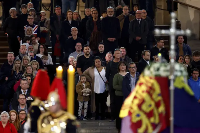 September 18, 2022: People bid farewell to the Queen at Westminster Hall in London.