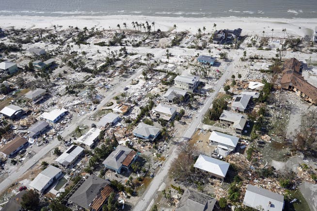 Ein zerstörtes Quartier in Fort Myers Beach im Verwaltungsbezirk Lee County (Florida), am Tag nachdem Hurrikan «Ian» über die Westküste des US-Bundesstaates zog.