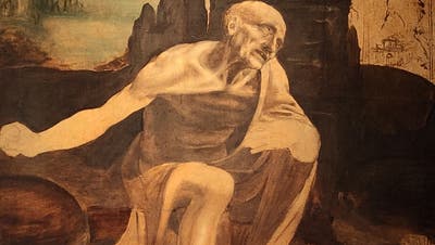 Der heilige Hieronymus, hier in der Wildnis mit einem Löwen abgebildet. Das unvollendete Gemälde von Leonardo da Vinci befindet sich in den Vatikanischen Museen. (Bild: fae/Vatikanische Museen)