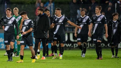 Die Spieler des FC Aarau nach dem Spiel gegen Yverdon. (Claudio De Capitani / freshfocus)