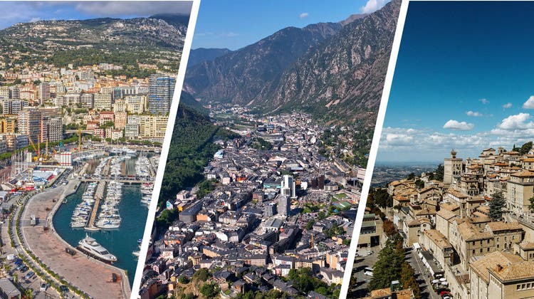 Wollen eine Sonderbehandlung von der EU: Monaco, Andorra und San Marino (von links). (Bilder: Getty)