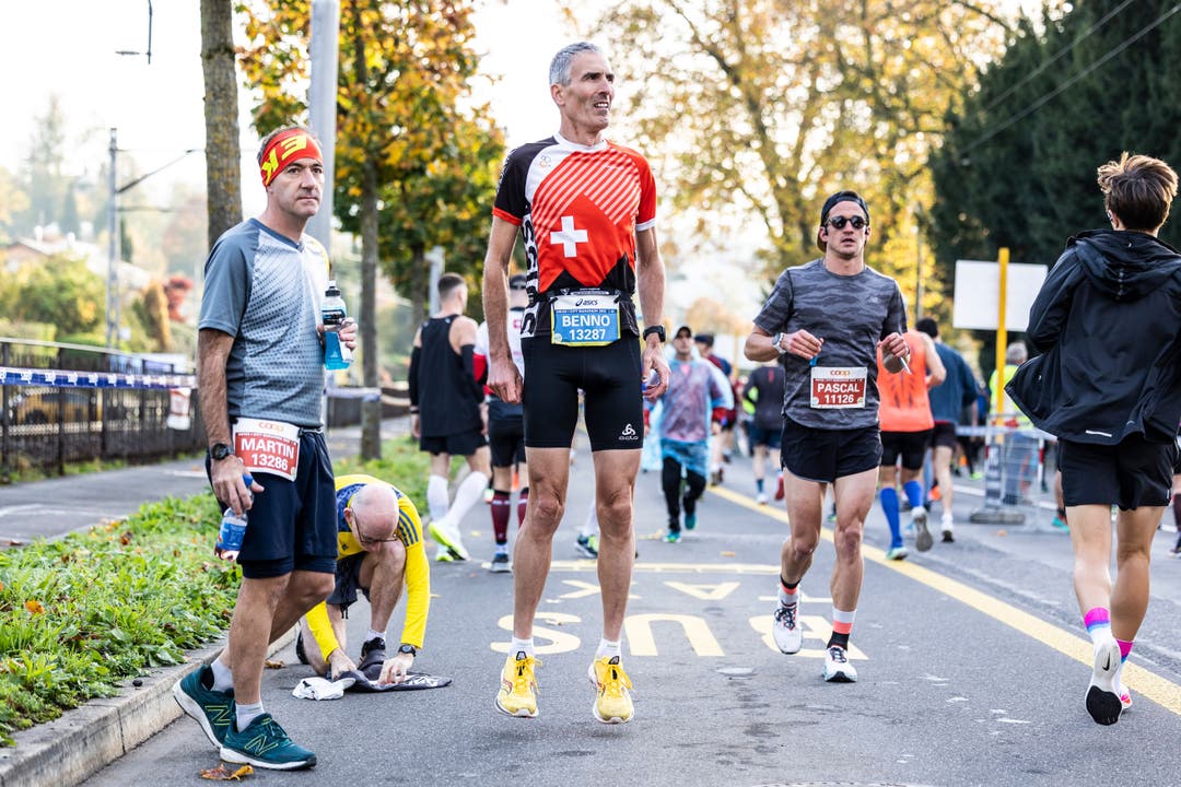 Von links: Martin Häuselmann, Benno Käppeli und Pascal Sloof. Sloof und Häuselmann bestreiten den Marathon, während Käppeli sind an den Halbmarathon wagt.