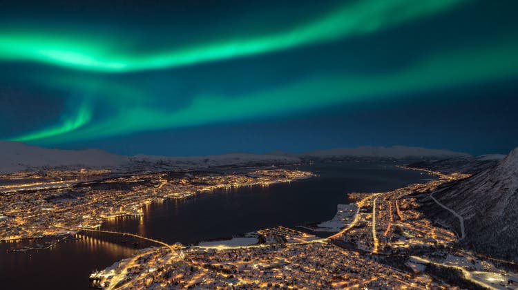 Blick auf die Stadt Tromsø: Im Winter geht die Sonne hier während zwei Monaten nicht auf. (Getty)