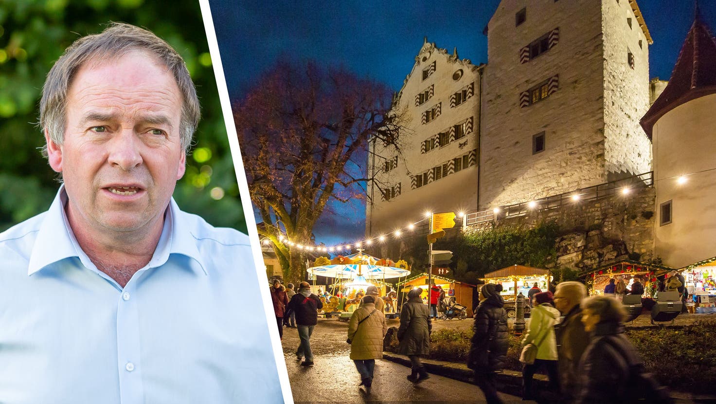 Das Ambiente auf dem Schloss-Weihnachtsmarkt werde zu einem guten Teil durch die Beleuchtung der historischen Gebäude geprägt, findet Nationalrat und Schlossbauer Alois Huber. (Pascal Meier)