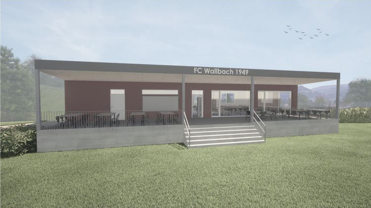 Der FC Wallbach baut beim Sportplatz Buenacher ein Klubhaus. Auf den Rückrundenstart 2024 soll das Gebäude fertig sein. (Visualisierung: Zvg)