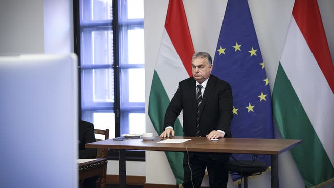 Viktor Orban bei einem Meeting mit EU-Ratspräsident Charles Michel.