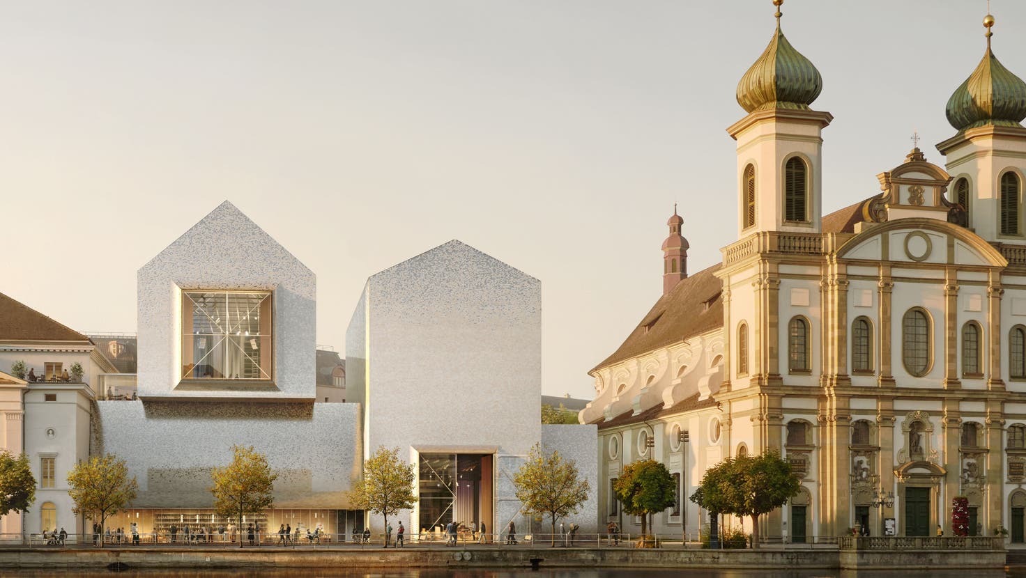 Das Siegerprojekt «überall» für das Neue Luzerner Theater wird überarbeitet. (Bild: Visualisierung: Ilg Santer Architekten, Zürich)