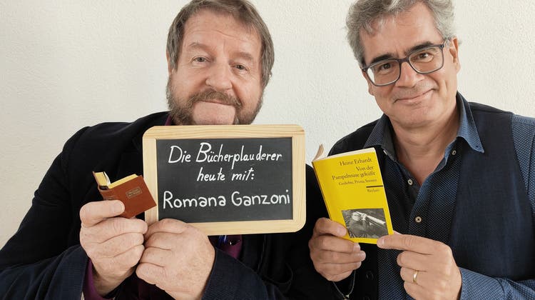 Buchplauderer: mit Hanspeter Müller-Drossaart (links) und Urs Heinz Aerni. Sie empfangen Mitte Januar Romana Ganzoni als Gast. (Bild: zvg)