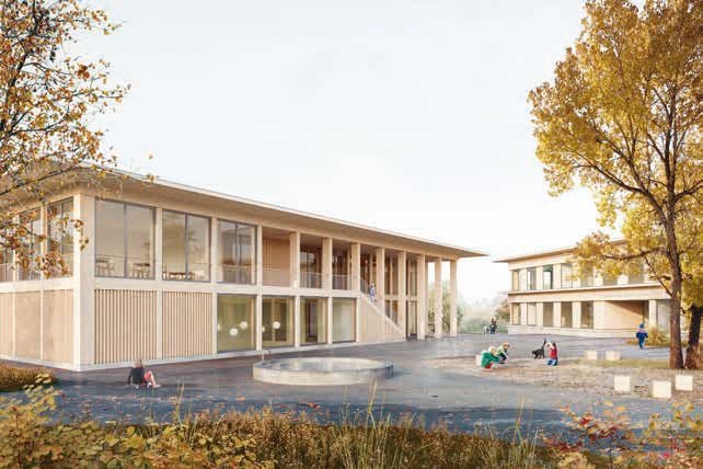 Das geplante Schulhaus in Arnegg besticht durch viel Holz in der Konstruktion und an der Fassade.