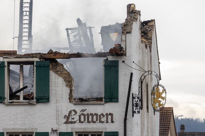 Brand im «Löwen» Erlinsbach Anfang Januar: Eine 37-jährige Frau ist in den Flammen gestorben.