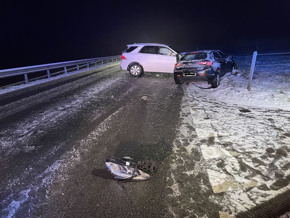 Beinwil (Freiamt), 18. Januar: Auf schneebedeckter Strasse verlor eine Autofahrerin die Kontrolle über ihr Fahrzeug. Es kam zu einer Frontalkollision. 