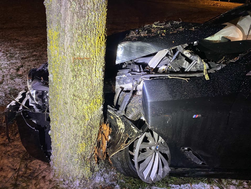 Villmergen, 18. Januar: Ein Neulenker verlor die Kontrolle über sein Fahrzeug und prallte in einem Baum. Der Fahrer und sein Beifahrer wurden leicht verletzt. 