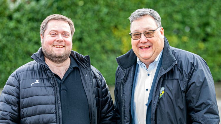 FC-Aarau-Präsident Philipp Bonorand (links) und sein Amtsgenosse Marc Thommen pflegen ein gutes Verhältnis zueinander. (Mathias Förster)