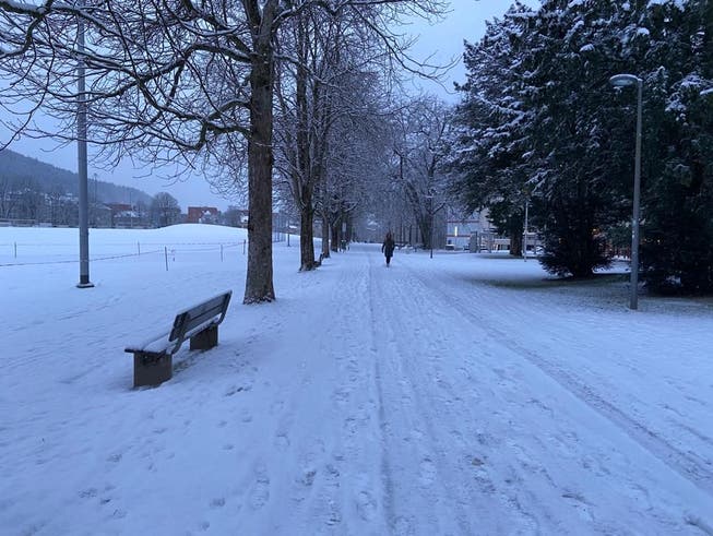Momentaufnahme. Die Stadt St.Gallen präsentiert sich am Freitagmorgen im Winterkleid. Im Gegensatz zu anderen Tagen in dieser Woche aber richtig. Gemäss den Wetterexpertinnen und -Experten von Meteoschweiz hört es im Verlaufe des Vormittags allerdings auf zu schneien. Aber nicht für allzu lange: Die Meteorologinnen und Meteorologen rechnen auch in der Nacht auf Samstag mit Schneefällen. Und am Wochenende wird Frau Holle gemäss Wetterbericht ebenfalls ihre Kissen über der Stadt ausschütteln.