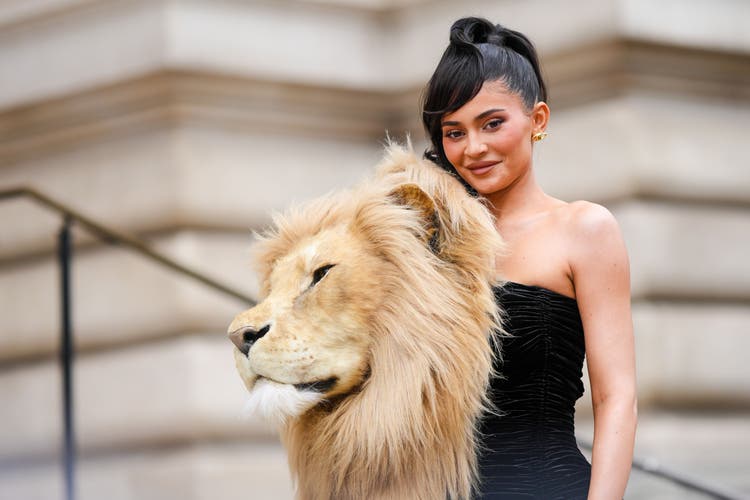 Der Löwenkopf ist nicht echt. Nichtsdestotrotz findet sich Unternehmerin Kylie Jenner in einem Shitstorm wieder. 