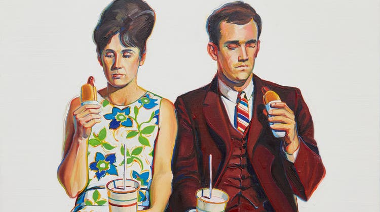 Wayne Thiebaud ist ein Verführungskünstler. Die Bilder Von Torten, Sandwiches und Eiscreme lassen das Wasser im Munde zusammenlaufen. (Three Cones, 1964) (Wayne Thiebaud Foundation / ProLitteris / Sammlung von Bill und Donna Acquavella)