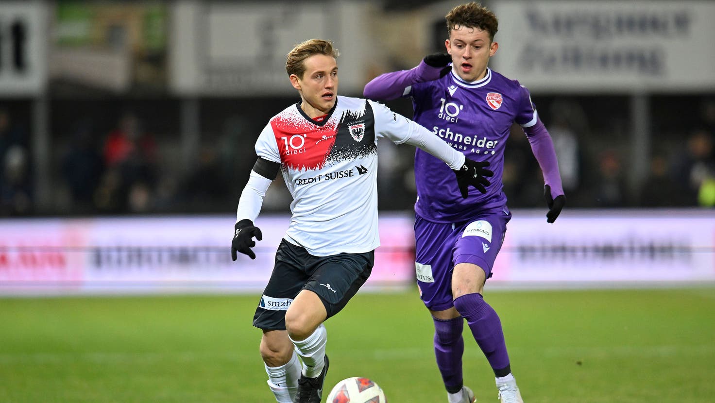 Start geglückt: Bastien Conus schiesst Aarau zum 1:0-Heimsieg gegen Thun