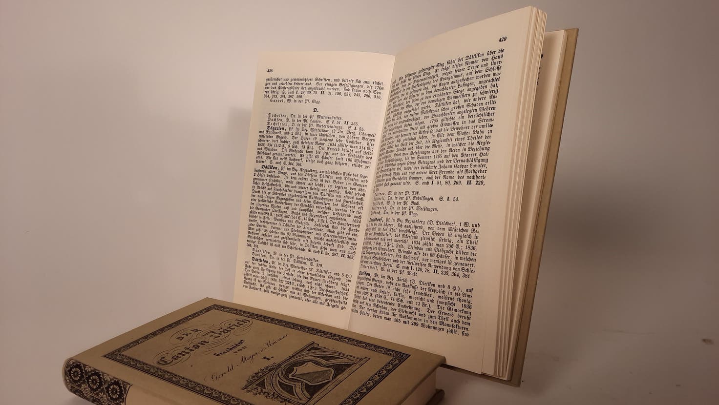 Das Buch «Der Canton Zürich» von 1844/46 ist in zwei Bänden erschienen. Im Ortsmuseum befindet sich ein Nachdruck von 1978. (zvg / Ortsmuseum Dietikon)