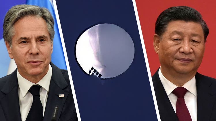 Wie ein grosser Zankapfel: Der Spionageballon über US-Territorium wirft einen Schatten auf das Treffen zwischen US-Aussenminister Anthony Blinken und der chinesischen Spitze, angeführt von Staatschef Xi Jinping.