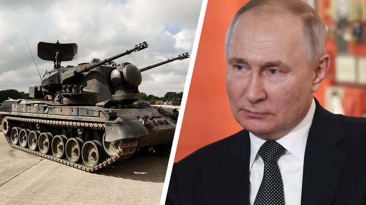 Gepard-Panzer aus deutscher Produktion: Kommen die Waffen für die Ukraine rechtzeitig zur Verteidigung gegen Wladimir Putins Frühjahrsoffensive? (Getty/EPA/Montage: CH Media)