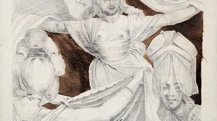 Hausarbeit mit entblösster Brust, auf die Idee kommt nur ein Mann. Heinrich Füssli «Drei Frauen, ein Fenster verhängend» (1778/1779) (PD)